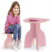 MESINHA INFANTIL PIG MESA INFANTIL COM CADEIRA BANQUINHO MADEIRA DESCMONTAVEL DIDATICO CONJUNTO ANIMALKIDS
