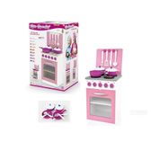 FOGAO GRANDE INFANTIL SUPER CHEF BRINQUEDO COM ACESSORIOS ROSA MENINA EM MADEIRA MDF JUNGES