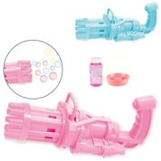 MAQUINA LANCA BOLHA DE SABAO ELETRICA AUTOMATICA INFANTIL COM ACESSORIOS MENINO MENINA Azul