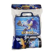 Kit Brinquedo Sonic the Hedgehog com 1 Lancheira de Maletinha + 1 Copo + 1 Mini Toalha