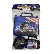 Kit Brinquedo Vingadores Avangers Capitão America com 1 Lancheira de Maletinha + 1 Copo + 1 Bola Com surpresa Dentro