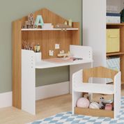 Mesa Infantil Com Banco Casinha Permobili Branco/Nature