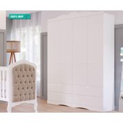 Guarda Roupa Infantil 100% MDF 4 Portas 4 Gavetas Encanto Permobili Branco