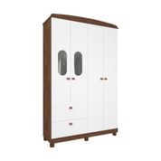 Guarda Roupa Infantil 4 Portas 2 Gavetas 100% MDF Fofura Permobili Savana/Branco