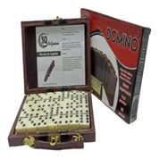 DOMINO COM 28 PECAS DE OSSO COM MALETA ESTOJO PARA TRANSPORTE JOGO DE DOMINO PROFISSIONAL