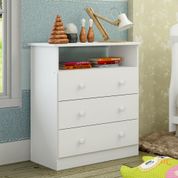 Cômoda Infantil 3 Gavetas 100% MDF Smim Móveis Peroba Branco Brilho