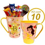 Kit 10 Canecas Princesa Bela Lembrancinhas e Decoração festa infantil