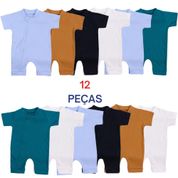 KIT BEBÊ MASCULINO 12 MACACÕES CURTOS ROMPER - 95493