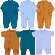 KIT BEBÊ MASCULINO 3 MACACÕES LONGOS + 3 ROMPER - 95479