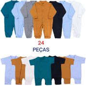 KIT BEBÊ MASCULINO 12 MACACÕES LONGOS + 12 ROMPER - 95483