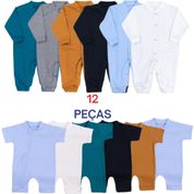 KIT BEBÊ MASCULINO 6 MACACÕES LONGOS + 6 ROMPER - 95481