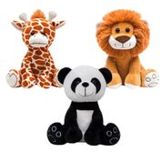 KIT 3 PELÚCIAS INFANTIL BEBE URSINHO GRANDE 25 CM SAFARI ANIMAIS BICHINHOS ANTIALÉRGICO DECORAÇÃO BUBA Cor:Girafinha/Lea