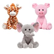 KIT 3 PELÚCIAS INFANTIL BEBE URSINHO GRANDE 25 CM SAFARI ANIMAIS BICHINHOS ANTIALÉRGICO DECORAÇÃO BUBA Cor:Girafinha/Por