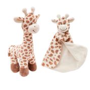 KIT BICHINHO PELÚCIA MACIA ANTIALÉRGICA FOFO DIVERTIDO E NANINHA PARA BEBE BUBA Cor:Girafinha