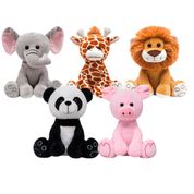 KIT 5 PELÚCIAS PARA BEBÊ INFANTIL SAFARI ANIMAIS FAZENDA DECORAÇÃO ANTIALÉRGICO 25CM BUBA BABY