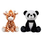 KIT 2 PELÚCIAS INFANTIL BEBE URSINHO GRANDE 25 CM SAFARI ANIMAIS BICHINHOS ANTIALÉRGICO DECORAÇÃO BUBA Cor:Girafinha/Pan