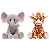 KIT 2 PELÚCIAS INFANTIL BEBE URSINHO GRANDE 25 CM SAFARI ANIMAIS BICHINHOS ANTIALÉRGICO DECORAÇÃO BUBA Cor:Elefantinho/G