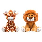 KIT 2 PELÚCIAS INFANTIL BEBE URSINHO GRANDE 25 CM SAFARI ANIMAIS BICHINHOS ANTIALÉRGICO DECORAÇÃO BUBA Cor:Girafinha/Lea