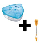 KIT PORTA LEITE EM PÓ POTE DOSADOR ARMAZENAMENTO FORMULA MAM MILK POWDER BOX E ESCOVA LIMPAR MAMADEIRA Cor:Azul