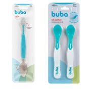 KIT COLHER INFANTIL BEBE 2 EM 1 DUPLA FUNCIONALIDADE AÇO INOXIDÁVEL RASPAR FRUTAS E COLHERES TERMOSSENSSIVEIS BUBA Cor:A