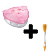 KIT PORTA LEITE EM PÓ POTE DOSADOR ARMAZENAMENTO FORMULA MAM MILK POWDER BOX E ESCOVA LIMPAR MAMADEIRA Cor:Rosa