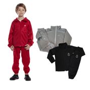 KIT 3 CONJUNTOS CASACO E CALÇA ESPORTIVO AGASALHO INFANTIL BEBE UNIFORME INVERNO DE FRIO PELUCIADO Tamanho: 04;Cor:Verme