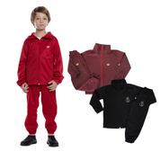 KIT 3 CONJUNTOS CASACO E CALÇA ESPORTIVO AGASALHO INFANTIL BEBE UNIFORME INVERNO DE FRIO PELUCIADO Tamanho: 04;Cor:Verme