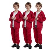 KIT 3 CONJUNTOS CASACO E CALÇA ESPORTIVO AGASALHO INFANTIL BEBE UNIFORME INVERNO DE FRIO PELUCIADO Tamanho: 02;Cor:Verme