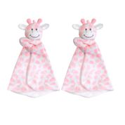 KIT 2 NANINHAS CHEIRINHO BEBE PANINHO INFANTIL BUBA PELÚCIA SONINHO ANTIALÉRGICA GIRAFINHA SAFARI Cor:Rosa