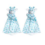 KIT 2 NANINHAS CHEIRINHO BEBE PANINHO INFANTIL BUBA PELÚCIA SONINHO ANTIALÉRGICA GIRAFINHA SAFARI Cor:Azul