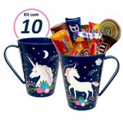 Kit 10 Caneca para Doces Lembranças de Festa de Unicórnio 360ml