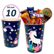 Kit 10 Copos de Unicórnio para Doces e Lembranças de Festa Infantil