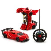 Changebot Carro que Vira Robô Controle Remoto Vermelho - Po