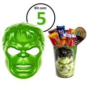 Kit 5 Máscaras e Copos Festa infantil Lembrança Aniversário Hulk