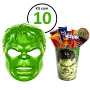 Kit 10 Máscaras e Copos Festa infantil Lembrança Aniversário Hulk