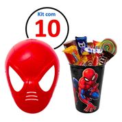 Kit 10 Mascara e Copo 320 Homem Aranha para Festa