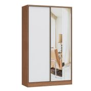 Guarda Roupa Modulado Requinte com 2 Portas de Correr e Espelho - Macadâmia/Branco Line