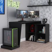 Mesa Escrivaninha Gamer 3 Prateleiras BRV - Preto