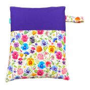 Saco Impermeável Grande Bolso Duplo Flores Violeta