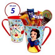 Kit 5 Canecas Branca de Neve Lembrancinhas Decoração de Festa