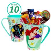 Kit 10 Caneca para Doces Lembranças de Festa Ariel Pequena Sereia