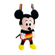 Mini Bolsa Pelúcia Mickey Coração Arco-Íris 20cm: Disney