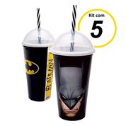 Kit 5 Copos Shake Batman para Festa infantil e Aniversário 500ml