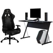 Kit Mesa Para PC Gamer Kombat com Cadeira Gamer BC3 ThunderX3 Camuflado Cinza - Lyam Decor