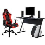Kit Mesa Para PC Gamer Kombat Preto com Cadeira Gamer TGC12 H01 ThunderX3 Vermelho - Lyam Decor