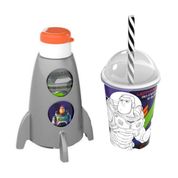 Kit do Buzz Lightyear Garrafinha Foguete Giratória + Copo Shake Infantil