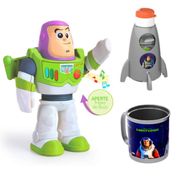 Boneco do Buzz Lightyear com 5 Falas + Garrafinha Foguete e Caneca