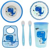 Kit Alimentação Dino Clingo Azul com 6 Itens Mod 2