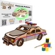 Brinquedo Quebra Cabeça 3D Carro de Policia Mdf Colorir