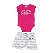 Conjunto Bebê Hug Feminino Patinha Rosa